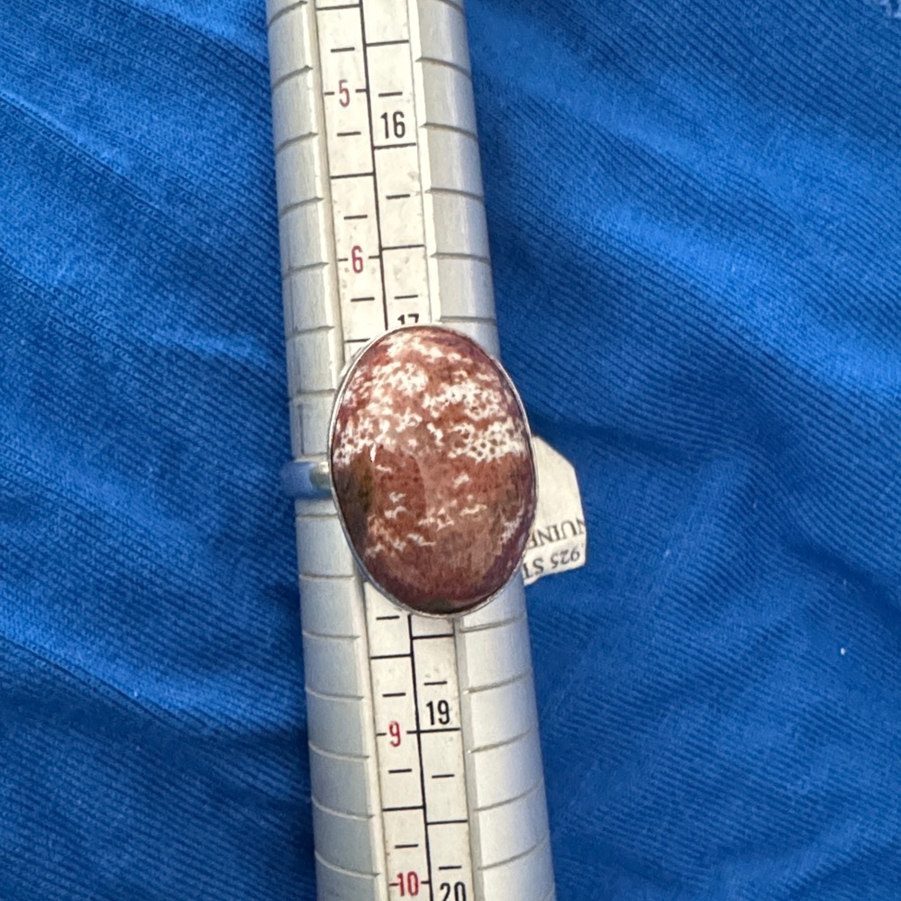 New Genuine Poppy Jasper Sterling Silver Ring